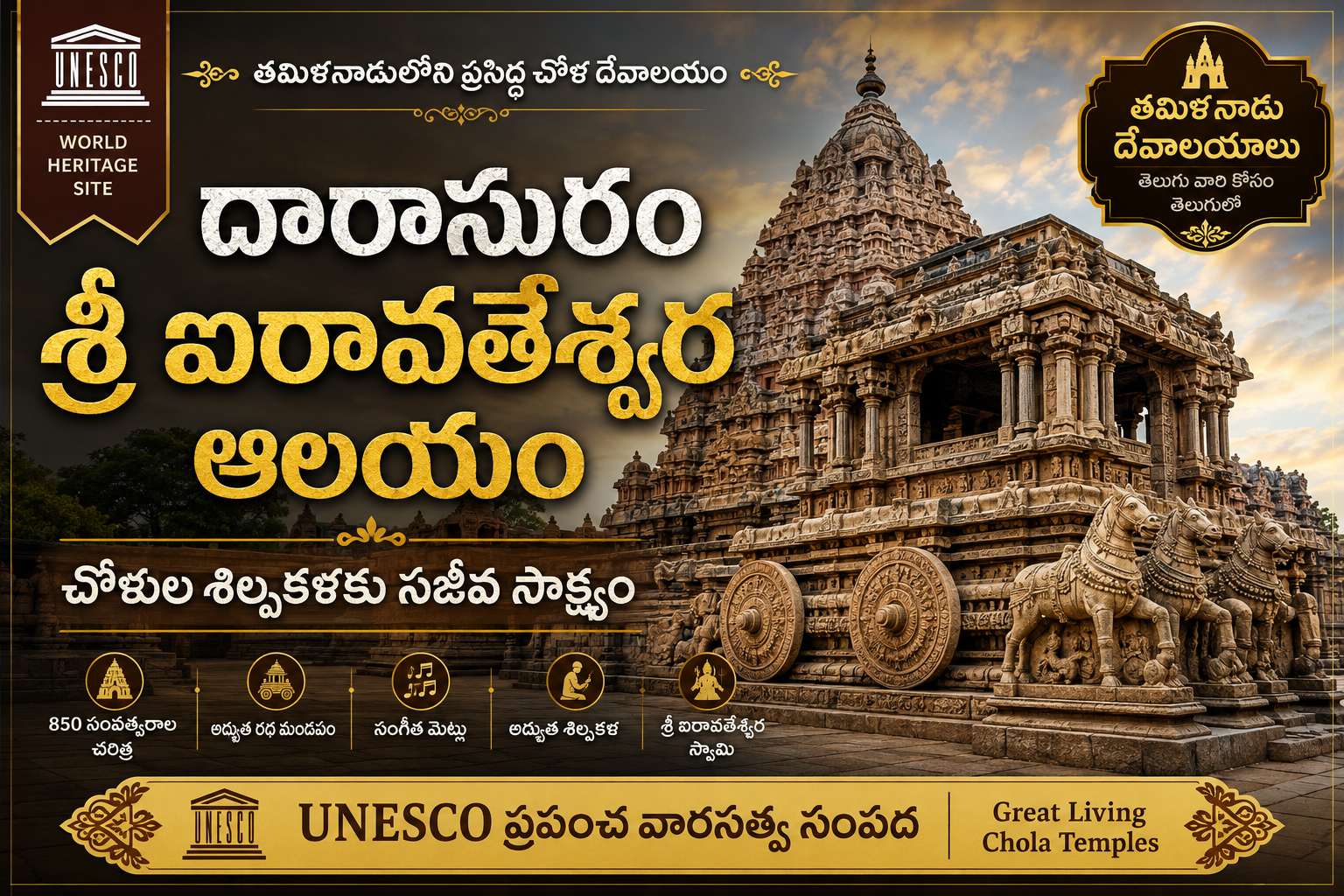 దారాసురం శ్రీ ఐరావతేశ్వర ఆలయం - UNESCO ప్రపంచ వారసత్వ చోళ దేవాలయం